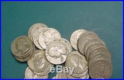 Roll Of 40 Washington Quarters $10 Face Value 90% Silver Mixed Dates Pre-1965