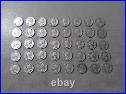 Roll Of 40 Washington Silver Quarters Mixed Dates From 1940-1959 Average Cond