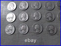 Roll Of 40 Washington Silver Quarters Mixed Dates From 1940-1959 Average Cond