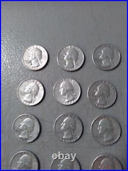 Roll Of 40 Washington Silver Quarters Mixed Dates From 1954-1964 Average Cond