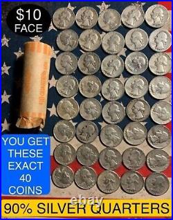 Roll Of 90% Silver Washington Quarters You Get These Exact Coins 40 Of Them