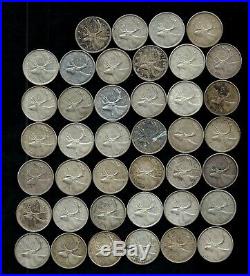 Roll Of Canada Quarters (40) 80% Silver (1960-66) Lot B99