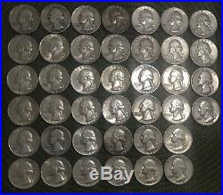 Roll Of Washington Quarters 90% Silver (40 Coins) $10 Face Value