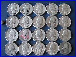 Roll Of Washington Quarters 90% Silver (40 Coins) Unsearched