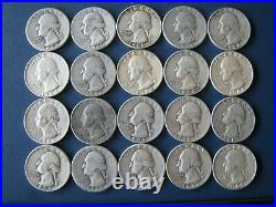 Roll Of Washington Quarters 90% Silver (40 Coins) Unsearched