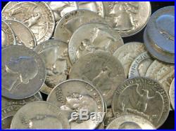 Roll Washington Quarters 90% Silver $10 Face (40) Coins Mixed Dates/mints Q1