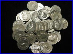 Roll Washington Quarters 90% Silver $10 Face (40) Coins Mixed Dates/mints Q4