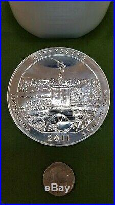 Roll of 10 2011 US Mint 5oz. 999 Fine Silver Gettysburg State Quarter Rounds