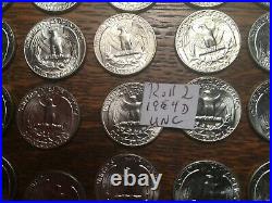 Roll of 1964D Washington 90% Silver Quarters 40 Coins Brilliant Uncirculated BU