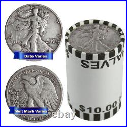 Roll of 20 90% Silver Walking Liberty Half Dollars $10 Face Value Full Dates