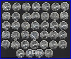 Roll of 39 BU UNC Uncirculated 1961-D Washington 90% Silver Quarters