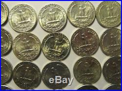 Roll of 40, $10 FV, 90% Silver Washington Quarters, AU/BU Condition, 1958-1964