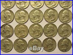 Roll of 40, $10 FV, 90% Silver Washington Quarters, Avg. Circulated, 1960-1963