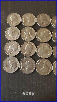 Roll of 40 $10 Face 90% Silver Washington Quarters 1964 N/R