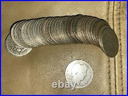 Roll of 40 $10 Face Value 90% Silver Mixed Barber Quarters, low grade