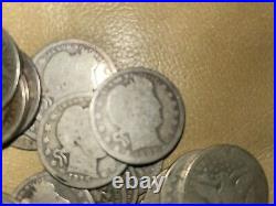 Roll of 40 $10 Face Value 90% Silver Mixed Barber Quarters, low grade