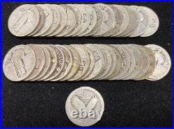 Roll of 40. $10 Face Value. Standing Liberty Quarters. No Dates. 90% Silver
