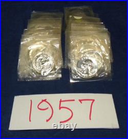 Roll of 40 1957 90% Silver Washington Proof Quarters In Mint Cello #6