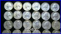 Roll of 40 1964 Washington Quarters, 90% Silver, Nice Coins