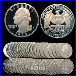 Roll of 40 1993-S Proof Washington 90% Silver Quarters