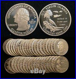 Roll of 40 2009-S Proof U. S. Virgin Islands 90% Silver Quarters