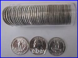 (Roll of 40) 90% Silver 1964 P&D MixWashington Quarters Brilliant Uncirculated