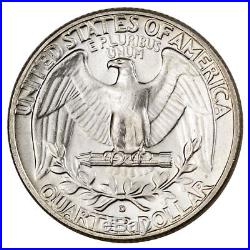 Roll of 40 90% Silver 1964 Washington Quarter BU 25C Coins SKU49955