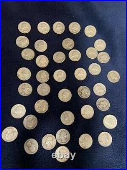Roll of 40 90% Silver Circulated Washington Quarters face value 10.00
