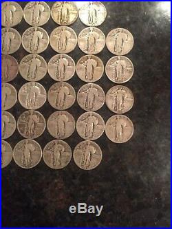 Roll of 40 90% Silver Standing Liberty Quarters $10 Face Circulated With Dates