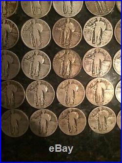 Roll of 40 90% Silver Standing Liberty Quarters $10 Face Circulated With Dates