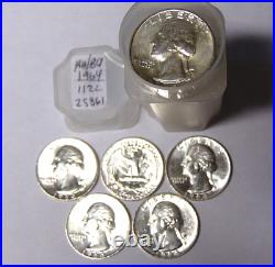 Roll of 40 AU/BU 1964-P Washington 90% Silver Quarters Philadelphia Mint