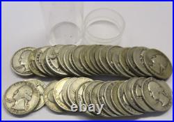(Roll of 40) All 1930's Washington Silver Quarters Average Circulated +/
