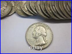(Roll of 40) All 1930's Washington Silver Quarters Average Circulated