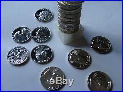Roll of 40 BU 90% Silver Washington Quarters. $10 face. 1964 Proof Uncirculated