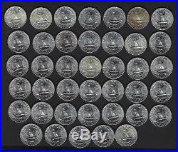 Roll of 40 BU UNC Uncirculated 1959-P Washington 90% Silver Quarters
