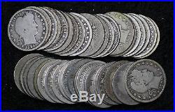 Roll of 40 Barber Quarters Various Dates/Mint Marks