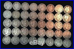 Roll of 40 Barber Silver Quarters 1892-1916 Good to VG Lot #1