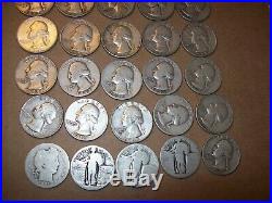 Roll of 40 SILVER QUARTERS $10 face various dates between 1907 1963