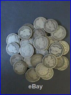 (Roll of 40) Silver Barber Quarters, Nice Average Circulated/Better, Free S/H