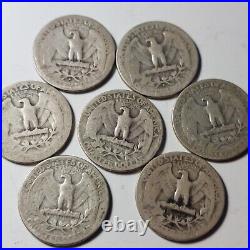 Roll of 40 Silver Washington Quarters 1930's, 40's, 50's & 60's