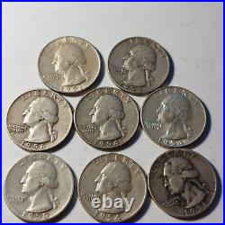Roll of 40 Silver Washington Quarters 1930's, 40's, 50's & 60's