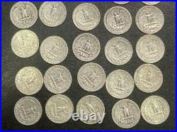 Roll of 40 Silver Washington Quarters Mixed dates and Mint Marks $10 Face