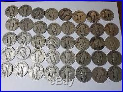 Roll of 40 Standing Liberty Quarters 1925 to 1930 Clear dates 90% Silver
