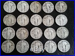 Roll of 40 Standing Liberty Quarters 1925 to 1930 all readable dates 90% Silver