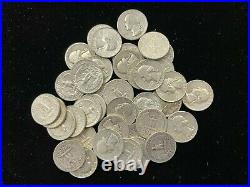 Roll of (40) Washington 1961 Circulated Silver Quarters NICE