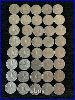 Roll of (40) Washington 90% Silver Quarters $10 Face Value