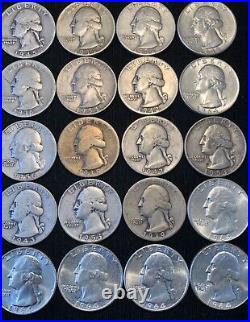 Roll of (40) Washington 90% Silver Quarters $10 Face Value