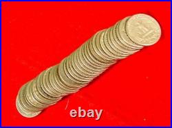 Roll of 40 Washington Quarters $10 Face Value 90% Silver Mixed Dates Pre 1965