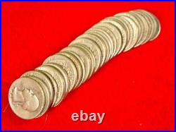 Roll of 40 Washington Quarters $10 Face Value 90% Silver Mixed Dates Pre 1965