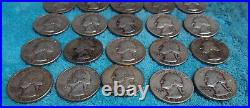 Roll of 40 Washington Quarters 1940's Assorted Dates Circulated 90% Silver